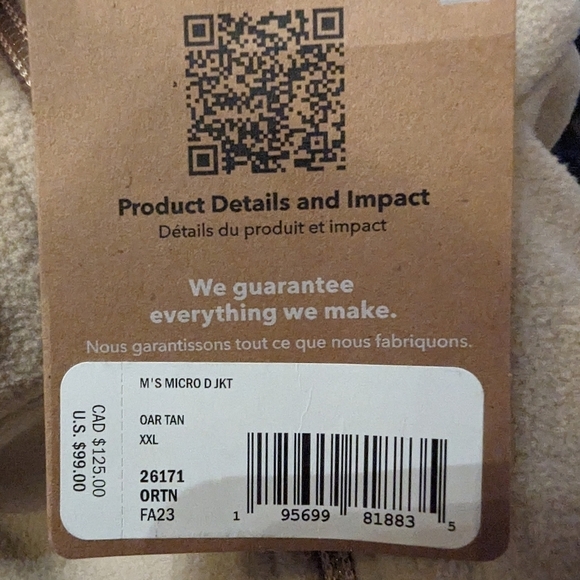 PATAGONIA MEN'S MICRO D FLEECE JACKET oar tan Size XXL - Picture 7 of 11